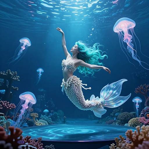Surreal Underwater Mermaid Ballet