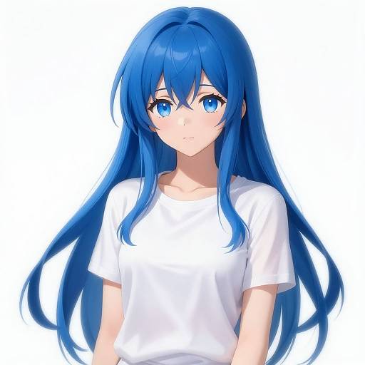 Realistic Blue-Haired Anime Girl