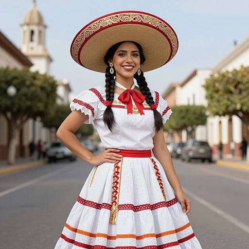 Woman in Mexican Sombrero Costume