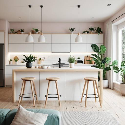 Scandinavian Style Kitchen and Living Room