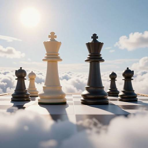 Majestic Giant Chess Battle in Clouds