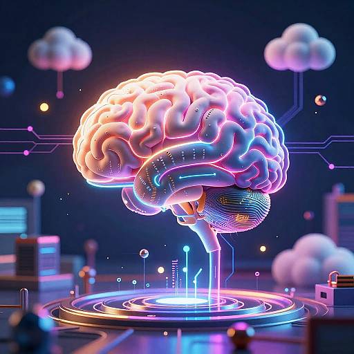 Vibrant Surreal AI Brain Scene