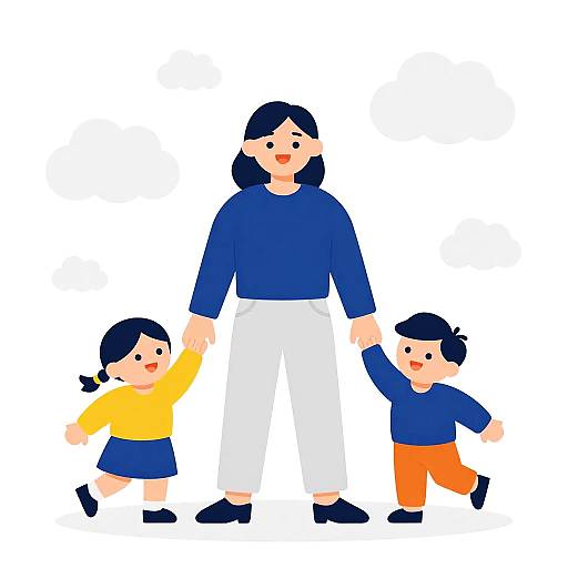 Playful Family Moments in Flat Art