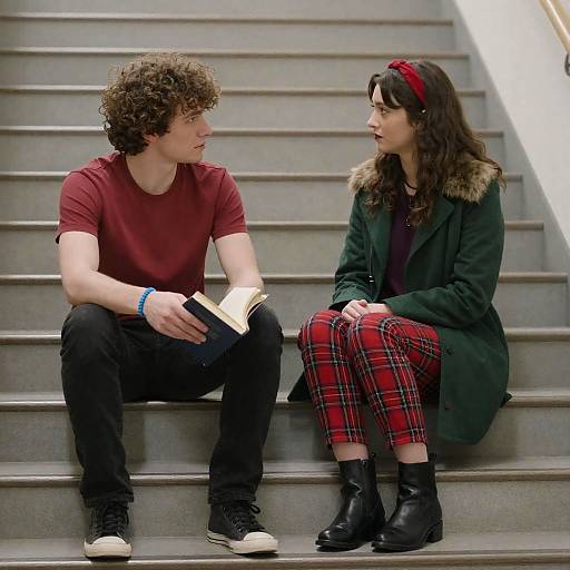 Candid Moment on the Stairs