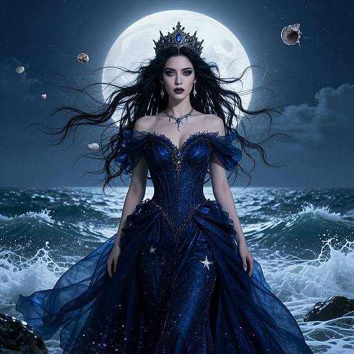 Mystical Sea Queen in Gothic Elegance