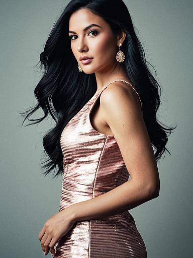 Woman in Rose Gold Dress Portrait