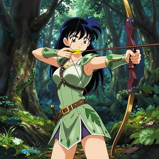 Graceful Elven Archer in Mystical Woodland