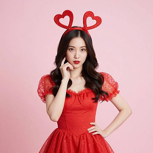 Valentine Woman in Heart Dress