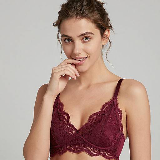 Elegant Young Woman in Lace Bra