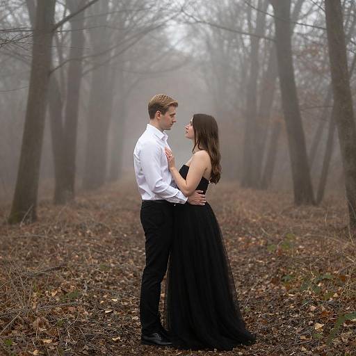 Misty Forest Embrace in Black Tulle