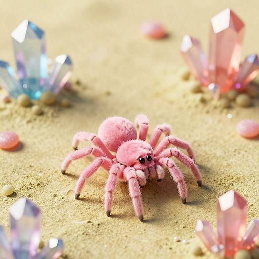 Tiny Pink Spider in Candy Landscape