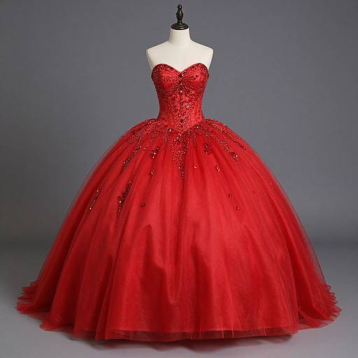 Elegant Red Tulle Sweet 16 Gown