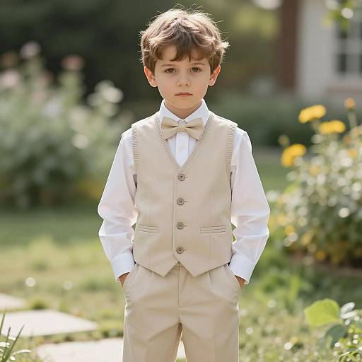 Charming Young Boy in Wedding Attire