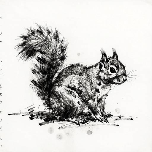 Chaotic Charcoal Sketch of Squirrel Creature
