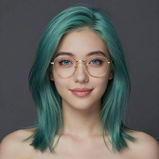 Portrait of Young Woman with Turquoise Hair