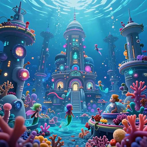 Vibrant Underwater AI Cityscape