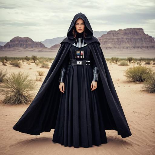Woman in Sith Lord Cloak in Desert