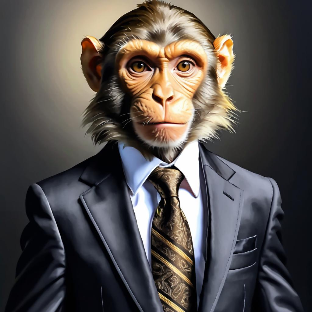 Sophisticated Macaque in a Suit and Tie