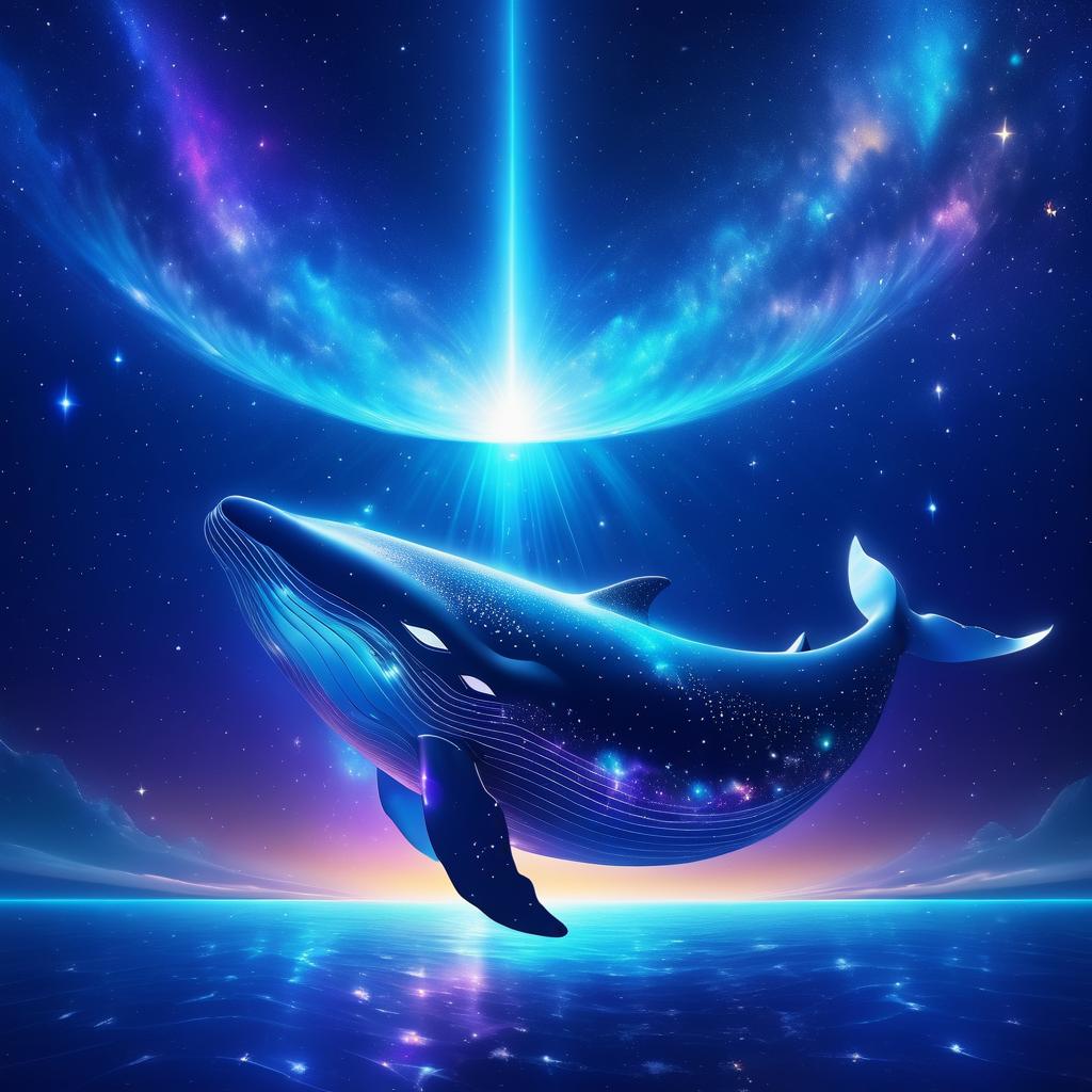 Majestic Cosmic Whale in Starry Ocean