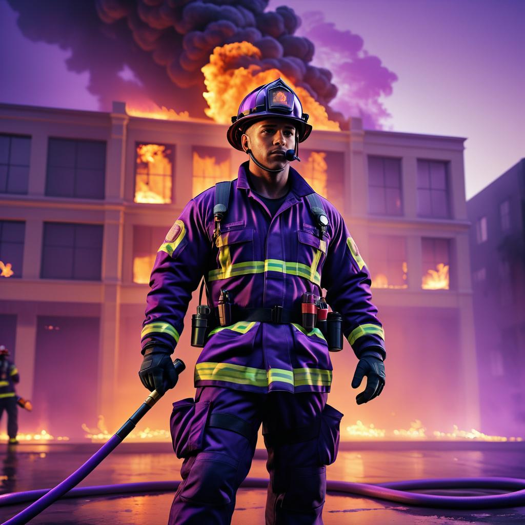 Cinematic Firefighter in Dramatic Blaze