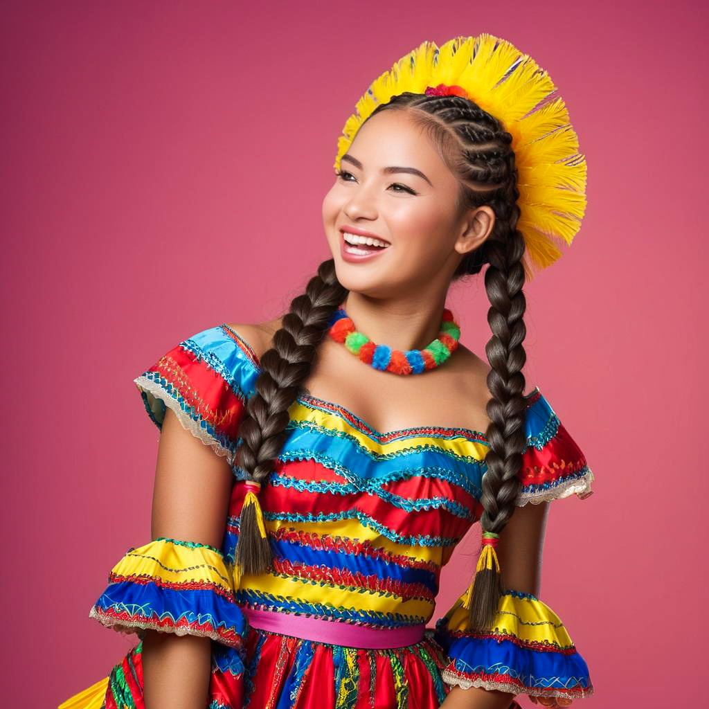 Vibrant Carnival Girl in Tradition Dress