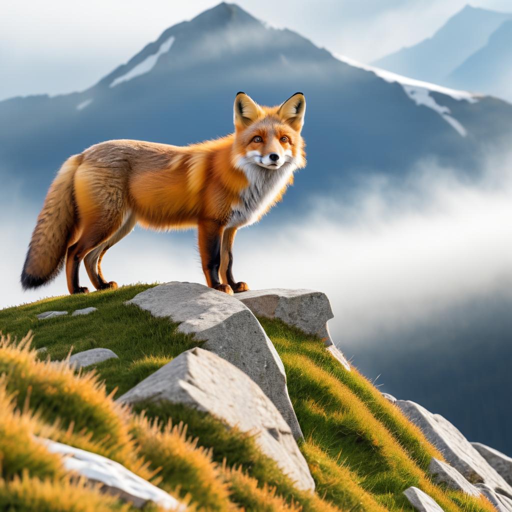 Majestic Fox Portrait on Mountain