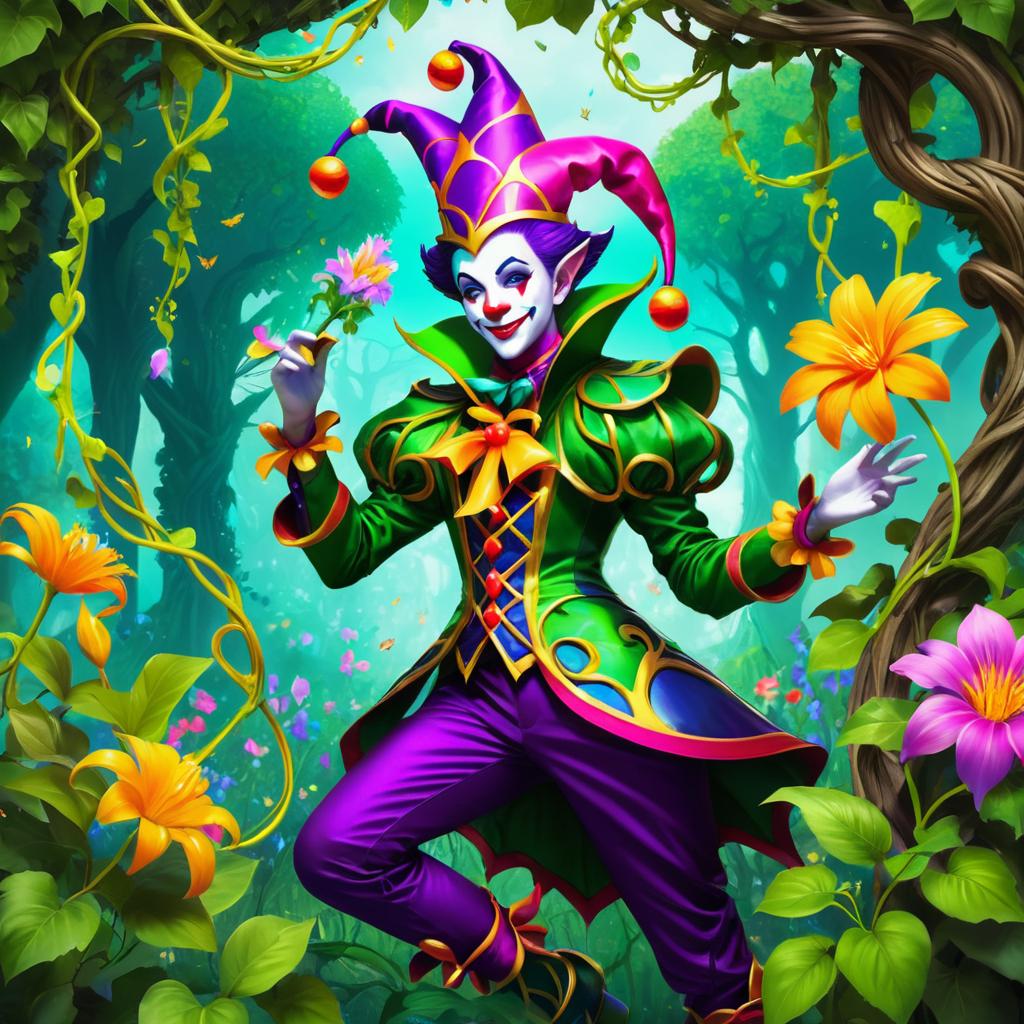 Twisted Jester in Enchanted Garden Art