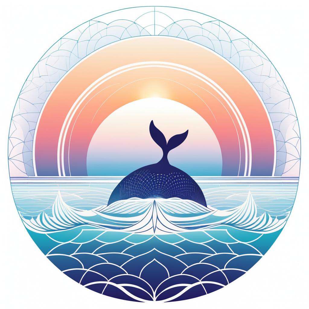 Whale Sunset in Geometric Design