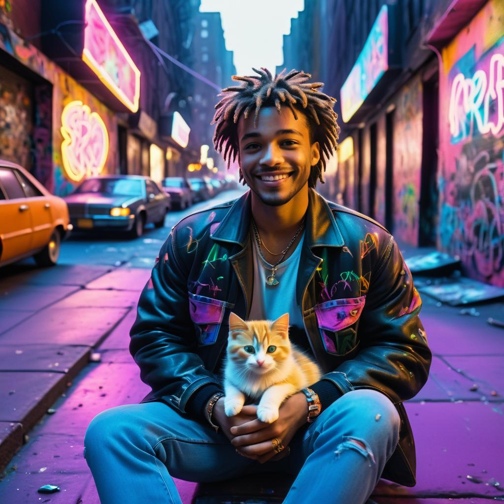 Joyful Young Man in 1980s NYC