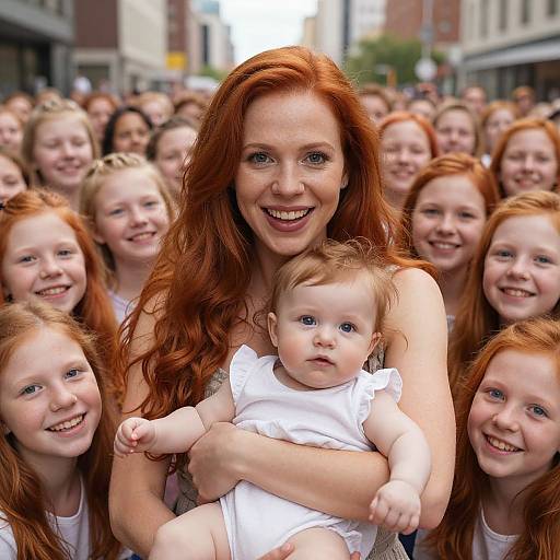 Dark Skin Mother Surrounded by Children