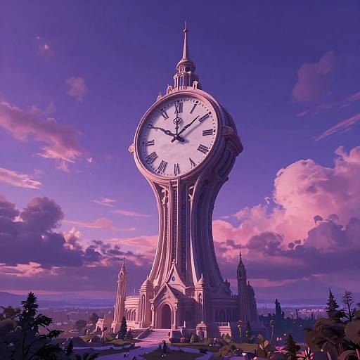 Surreal Tower in Dreamlike Landscape