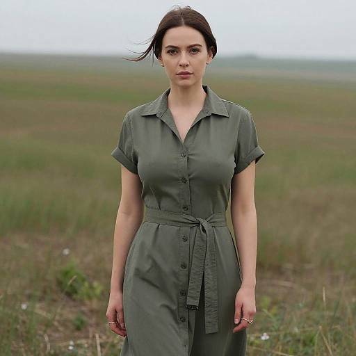 Cinecolor Woman in Olive Green Dress