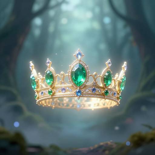 Magical Crown in Misty Fantasy Forest