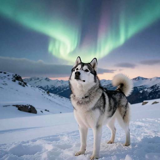 Curious Husky at Auroral Mountain Pass