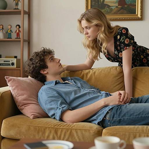 Intimate Moment on a Cozy Sofa