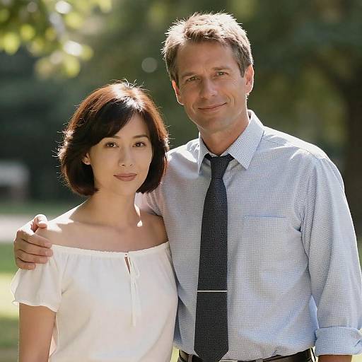 Sunlit Couple in Garden Portrait