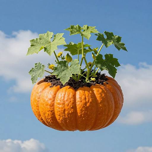 Vibrant Pumpkin Garden Between Earth and Sky