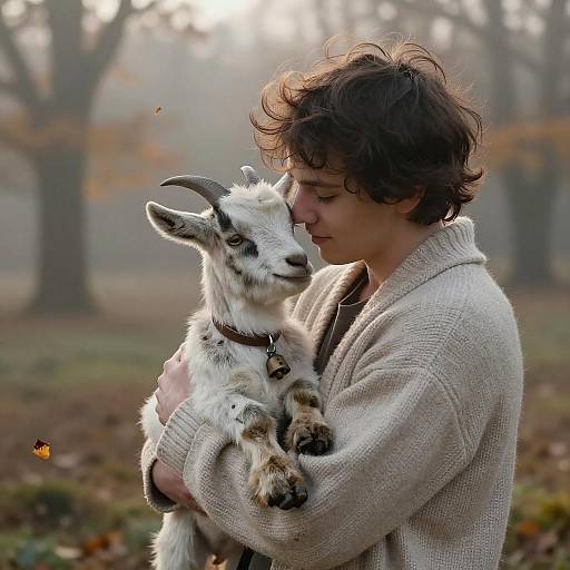 Warm Embrace in a Misty Autumn Forest