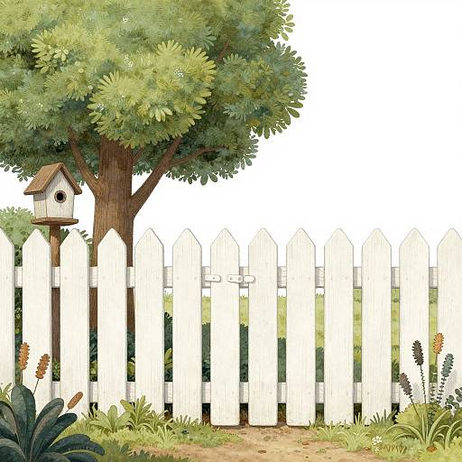 Whimsical Children's Fence Illustration