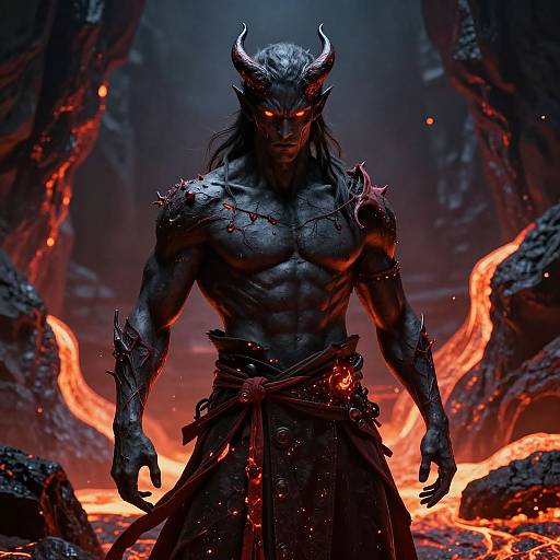 Charismatic Male Demon in Volcanic Cavern