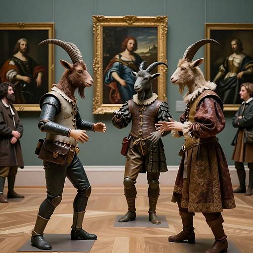 Renaissance Goat-headed Creatures Discuss Art