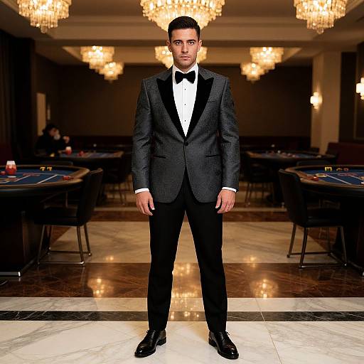 Elegant Man in Charcoal Dinner Jacket