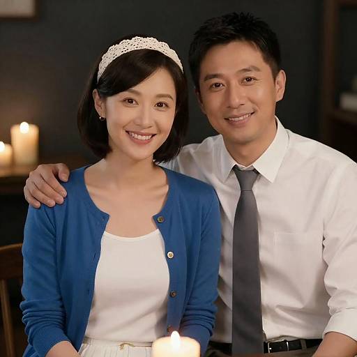 Romantic Couple Portrait with Candles