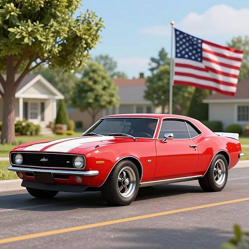 1969 Red Chevrolet Camaro 3D Render