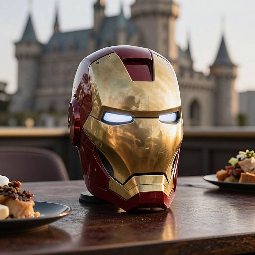 Reflective Ironman Mask in Medieval Castle