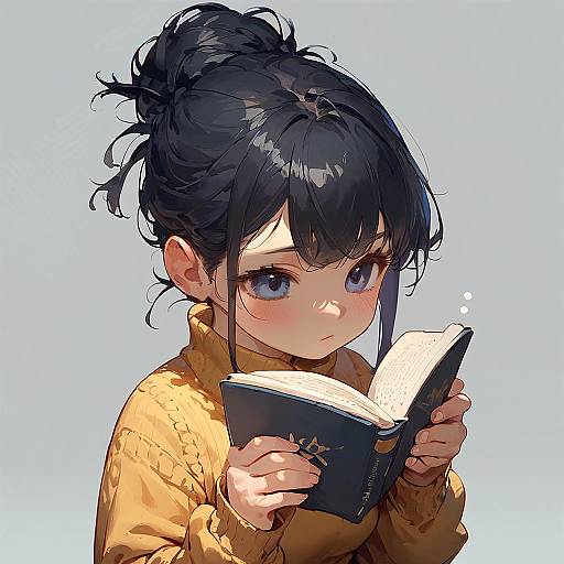 Chibi Girl Reading in Cozy Room