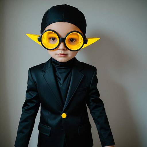 Child in Black Suit with Yellow Goggles Costume