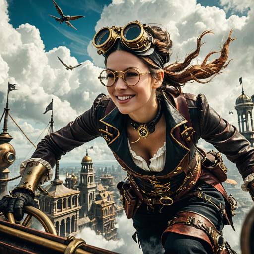 Steampunk Sky Pirate in Floating City