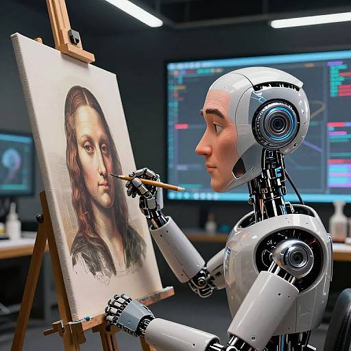 Robotic AI Artist Crafting Caricatures