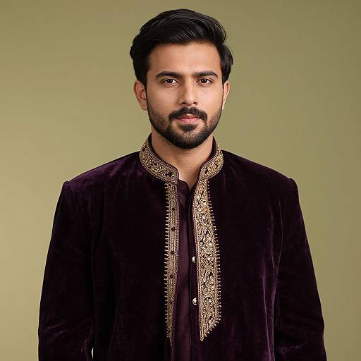 Realistic Male in Velvet Sherwani